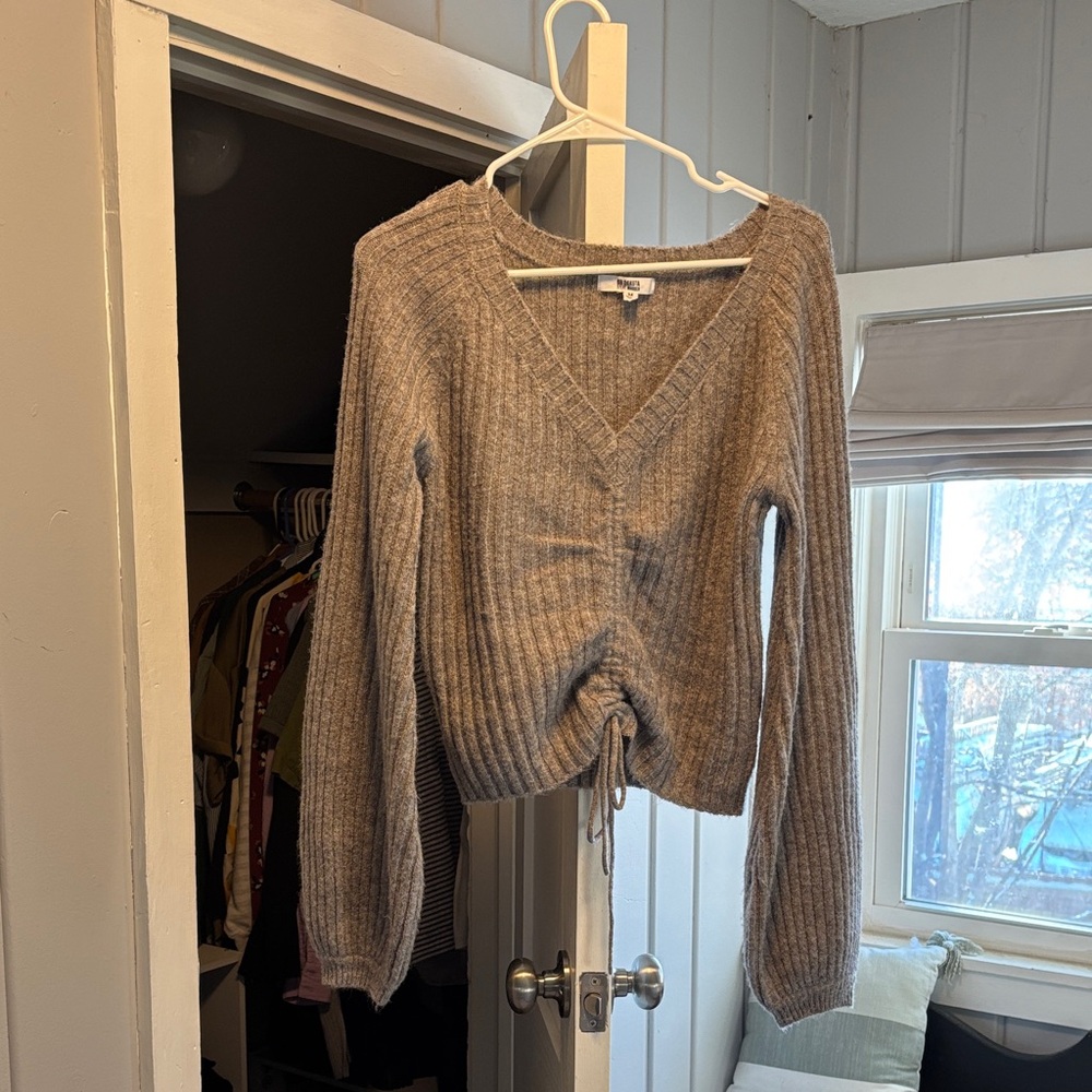 Light brown BB Dakota Steve Madden V-Neck Ribbed Sweater